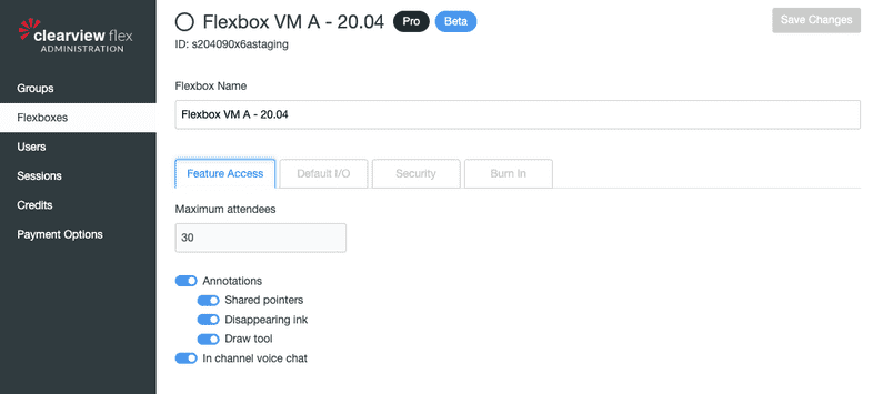 Flexbox settings feature access