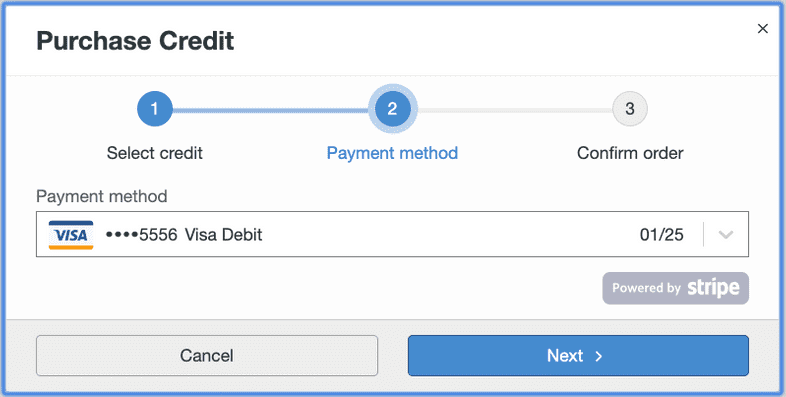 Credit Checkout step 2